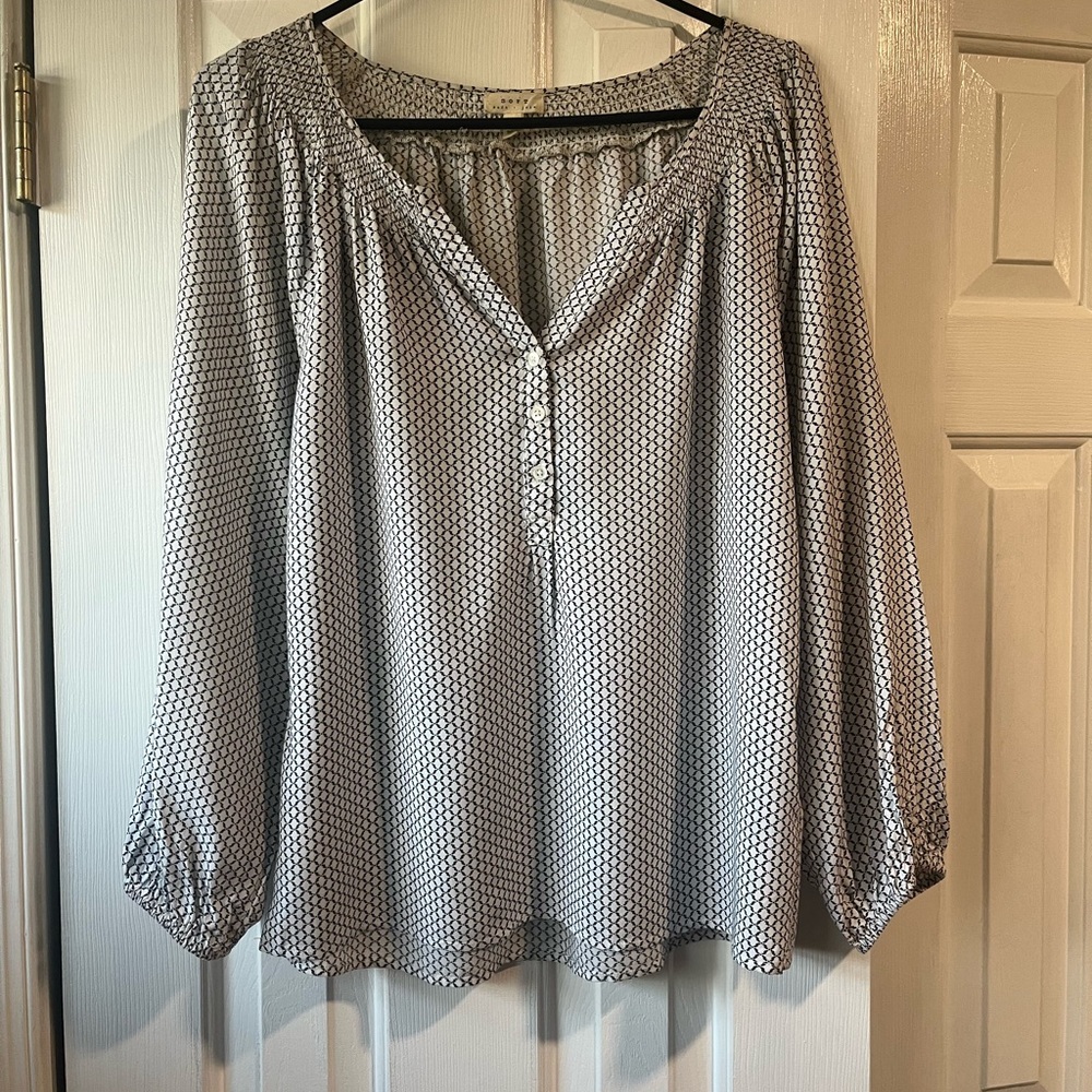 S O F T soft joie • Vintage Style Blouse • White with Black Detail • S